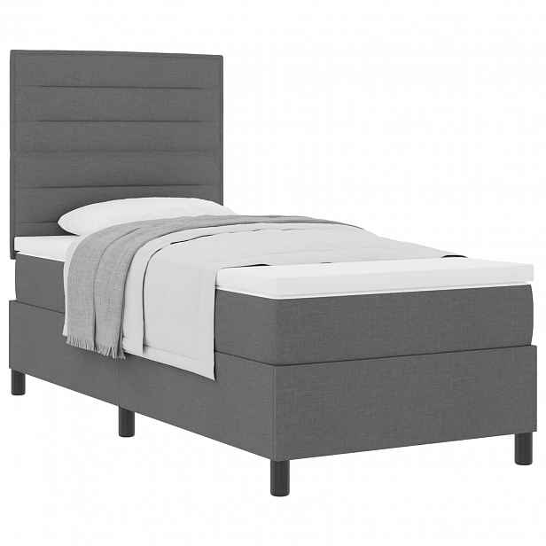 vidaXL Postel s boxspringem s matrací Tmavě šedá 100 x 200 cm textil