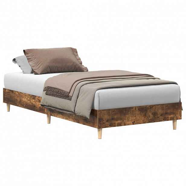 vidaXL Rám postele bez matrace Kouřový dub 90x190cm Dřevěné konstrukce