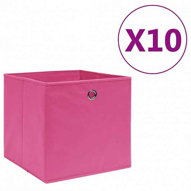 vidaXL Úložné boxy 10 ks netkaná textilie 28 x 28 x 28 cm růžové