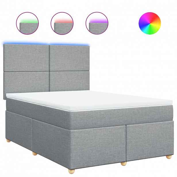 vidaXL Box spring postel s matrací světle šedá 140 x 190 cm textil