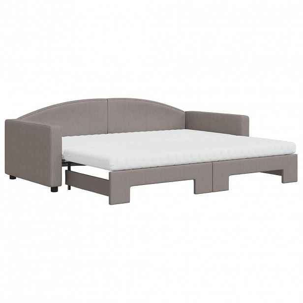 vidaXL Válenda s přistýlkou a matracemi taupe 90 x 200 cm textil
