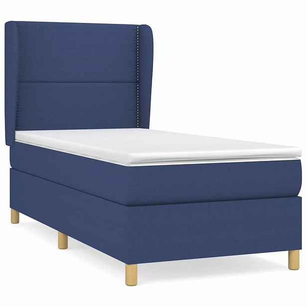 vidaXL Box spring postel s matrací modrá 90x190 cm textil