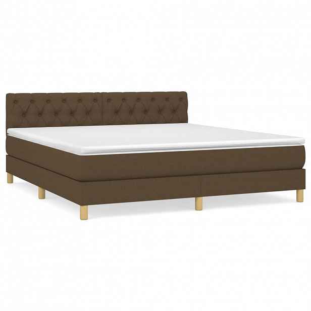 vidaXL Box spring postel s matrací tmavě hnědá 160x200 cm textil