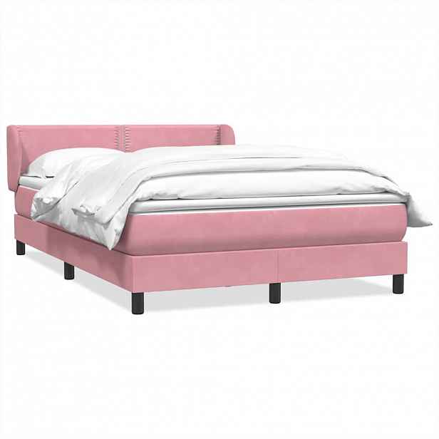vidaXL Box spring postel s matrací růžová 160x220 cm samet