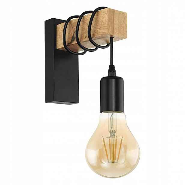 Lampa nástěnná Loft Line černá 1xE27 dřevo