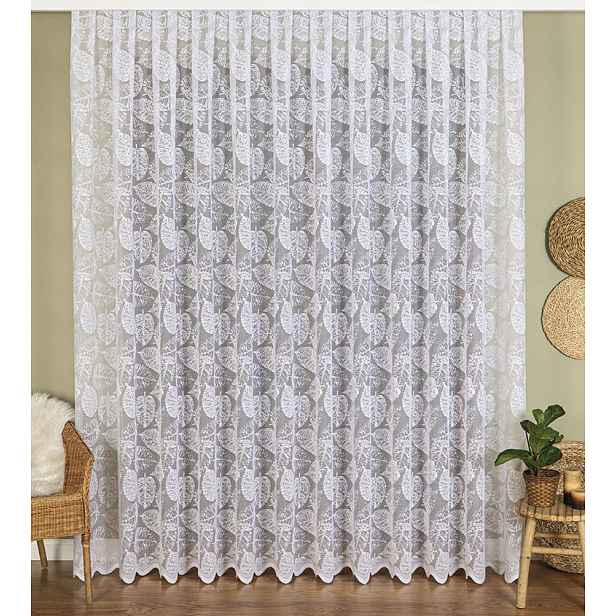 Mg Záclona žakárová Listy 54401M Bílá 350x250cm Hotová Obšitá Bt
