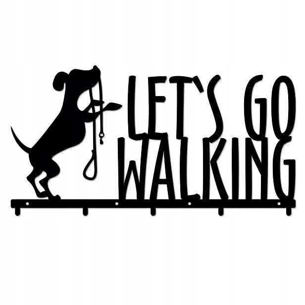 Nástěnný Věšák Na Oblečení 60 cm Pevný Ocel 2 mm Pes Let's Go Walking