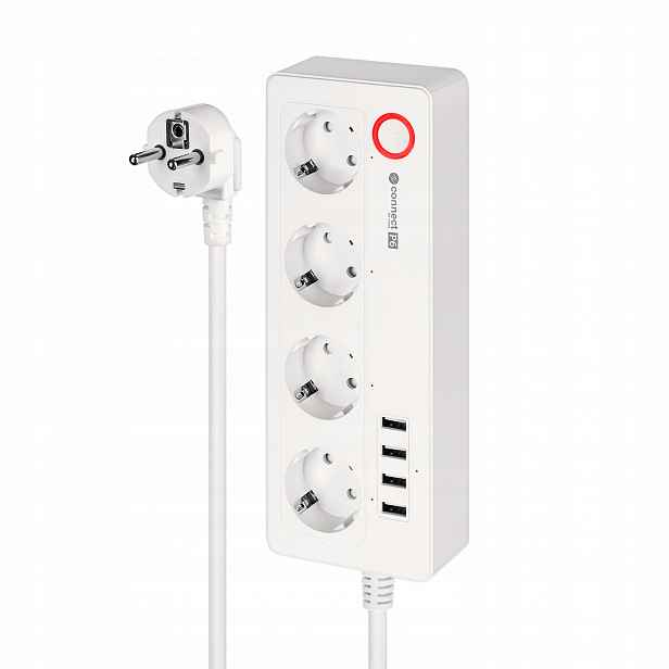 Síťová lišta prodlužovací kabel 4 zásuvky 4xUSB 2100 mA kabel 1.5 m Tuya