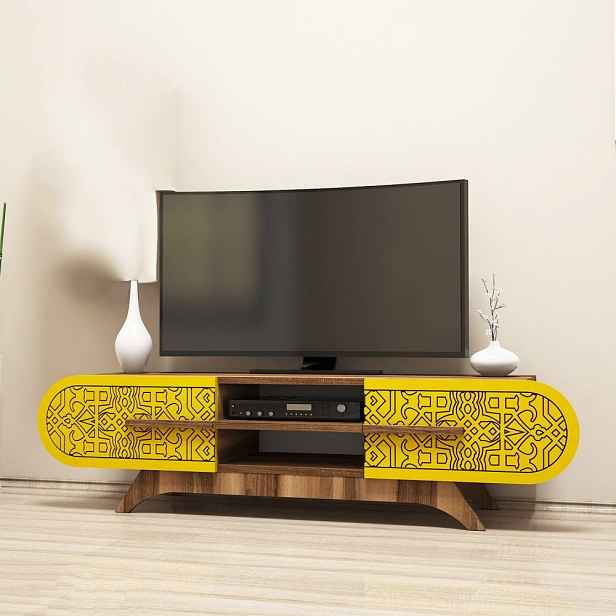 TV stolek Defne - Walnut Yellow