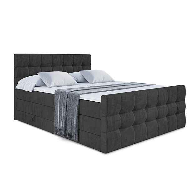 ALTDECOR BOXSPRINGOVÁ POSTEL s matrací H3/H4 - BERO-Z KING - 140x200 cm Černá