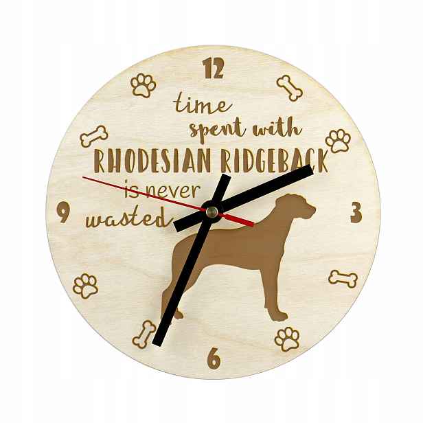 Rhodéský ridgeback, gravírovaný hodinový stroj se psem, průměr 30 cm, jméno psa