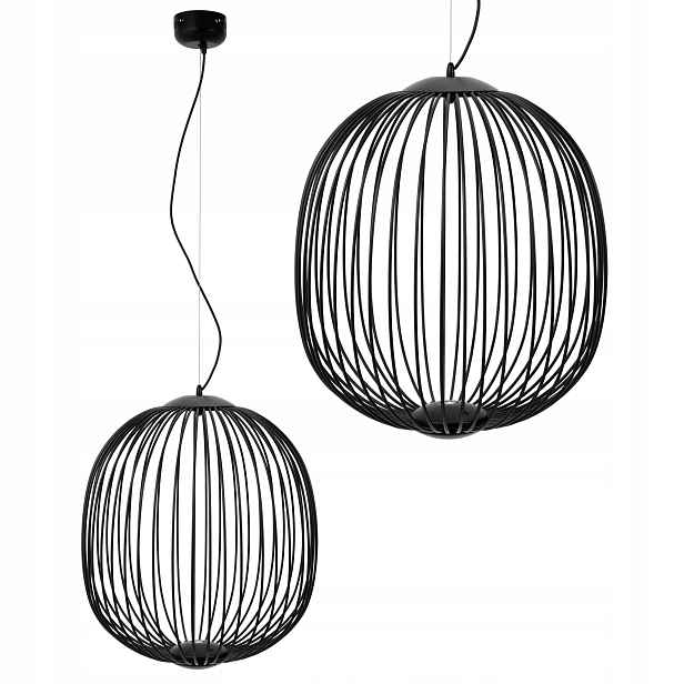 Závěsná Lampa Loft Industrial Černá Kovová Led