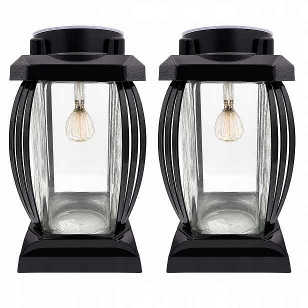 2x Hřbitovní Svíčka Velká Skleněná Na Hřbitov Černá Led Lampa Černá