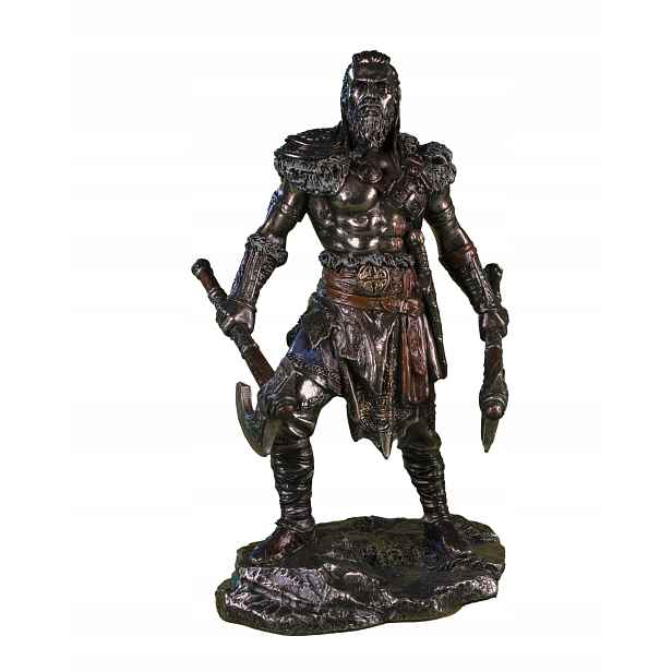 Dekorativní Figurka – Vikingský Bojovník Se Dvěma Sekerami – Veronský Styl