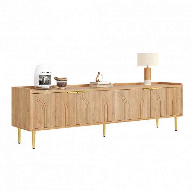 OKWISH TV stolek 170/35/47,5 cm přírodní z MDF s úložným prostorem a vedením kabelů