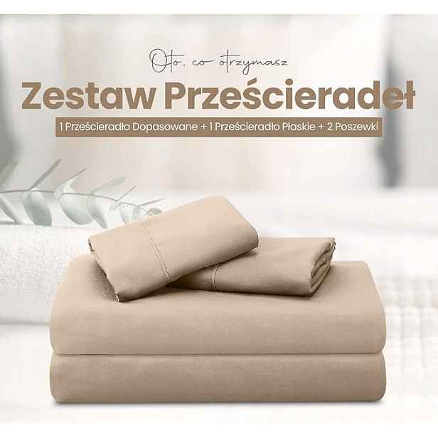 Sada povlečení Utopia Bedding 180x200 prostěradlo 2 povlaky na polštáře béžová