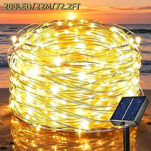 TEMU 1 balení nových solárních světelných řetězců ve tvaru světlušek s lithiovou baterií a vysokou svítivostí, 300/200/100/50 LED pohádkových světel,