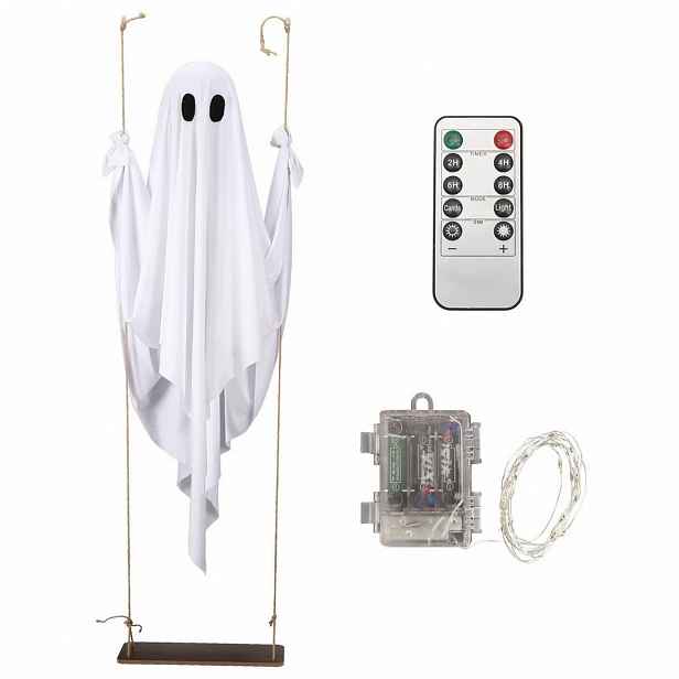 Halloweenská Dekorace Duch Závěsný Svítící Led Zahradní Houpačka