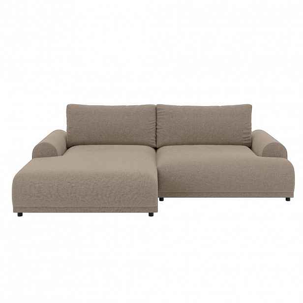 luma-home ROHOVÁ POHOVKA s rozkládací funkcí, úložným prostorem, extra širokým otomanem vlevo, Š240/H145/V81 cm, ženilka světle hnědá / 21022
