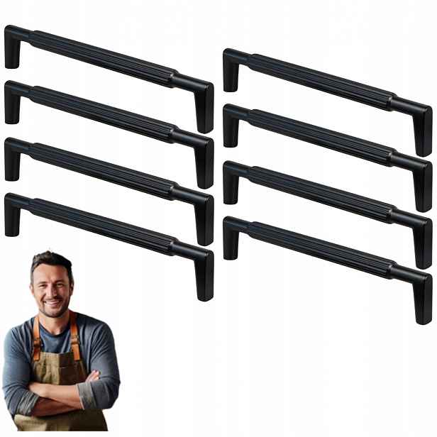 Nábytková Úchytka do zásuvky Randi 160 mm Černý Mat Raidla 8 ks