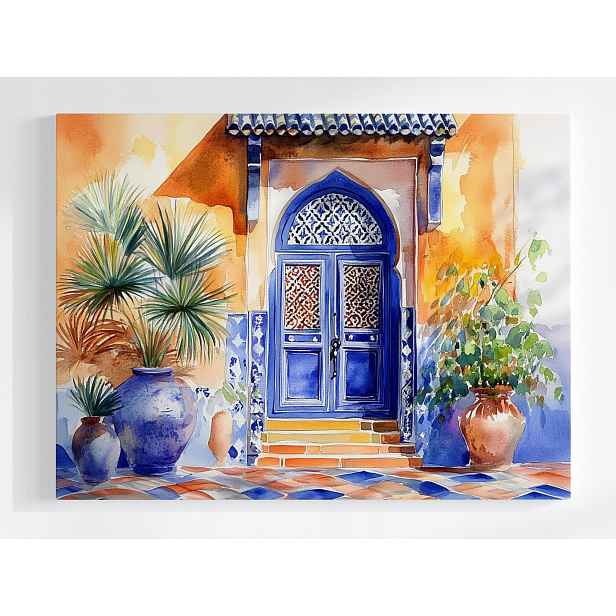 Plakát Arabská Architektura Maroko Dveře Keramika 100x75