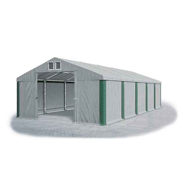 Skladový stan 5x10x2,5m střecha PVC 560g/m2 boky PVC 500g/m2 konstrukce ZIMA PLUS Zelená Šedá Šedá