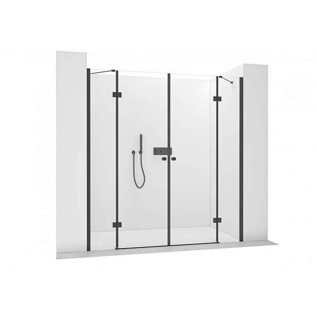Sprchové 2-pantové dveře Marino L/P - 6 mm - černá matná, transparentní sklo - 218(109+109)x190 cm