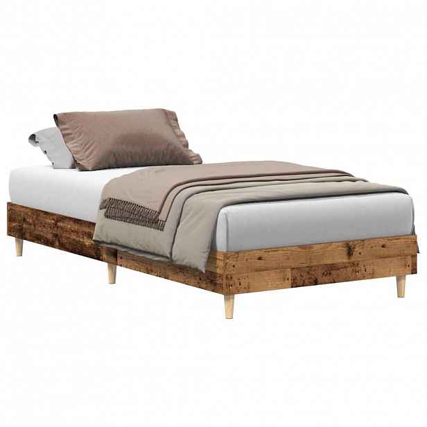 vidaXL Rám postele bez matrace Staré dřevo 90x190cm Dřevěné konstrukce
