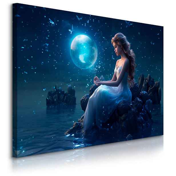 Muralo OBRAZ NA PLÁTNĚ do Ložnice Žena Pohádková Země Abstrakce 120cm x 80cm