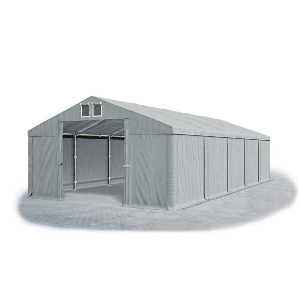 Skladový stan 5x10x2,5m střecha PVC 560g/m2 boky PVC 500g/m2 konstrukce ZIMA PLUS Šedá Šedá Šedá