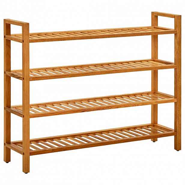 vidaXL Botník se 4 policemi 100 x 27 x 80 cm masivní dubové dřevo