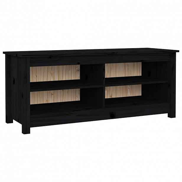 vidaXL Lavice s botníkem černá 110 x 38 x 45,5 cm masivní borovice