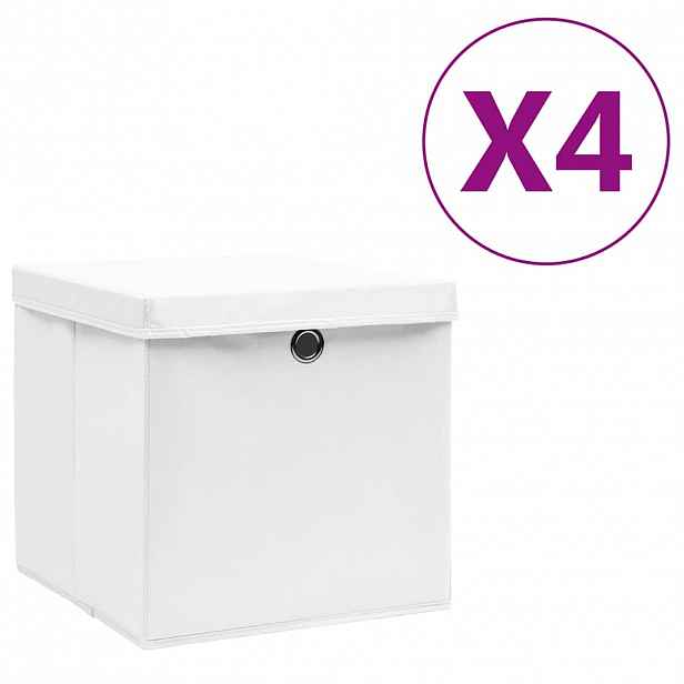 vidaXL Úložné boxy s víky 4 ks 28 x 28 x 28 cm bílé