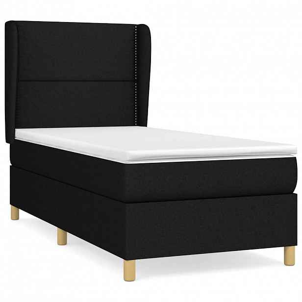 vidaXL Box spring postel s matrací černá 90x200 cm textil