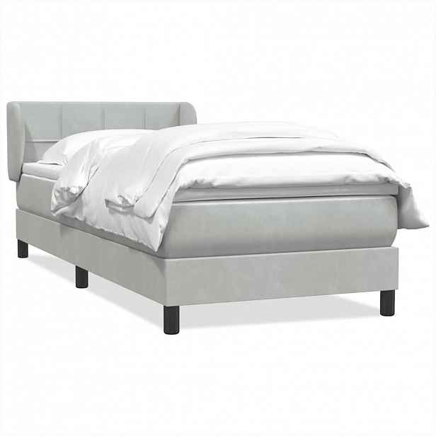 vidaXL Box spring postel s matrací světle šedá 80x210 cm samet