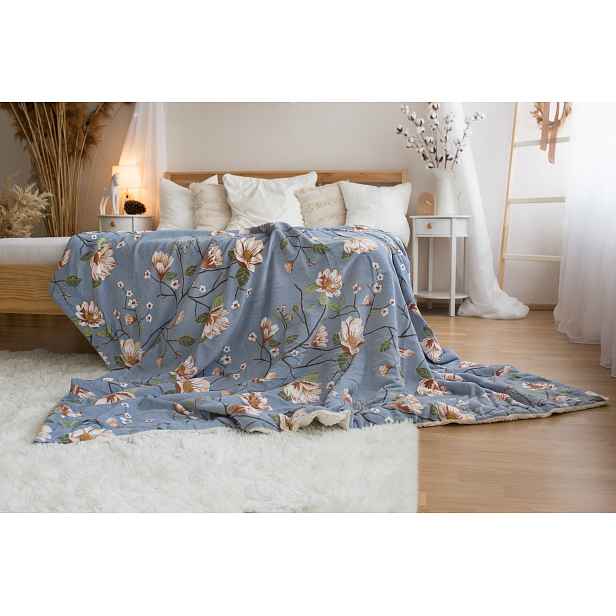 Deka beránek EXCLUSIVE 150x200 Modrošedá zahrada