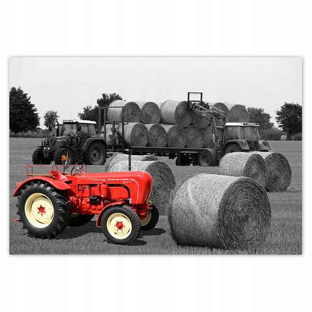 Plakáty 185x125 Žně Červený traktor