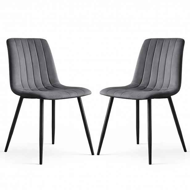 Set 2 ks čalouněných židlí LIVO - šedá