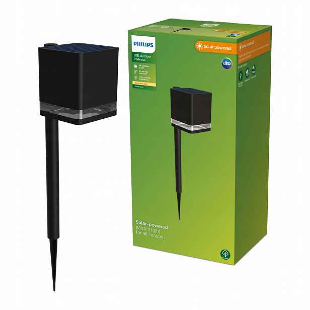 Solární zahradní lampa zapichovací sloupek 54cm Led 1.8W 2700K Virona Philips