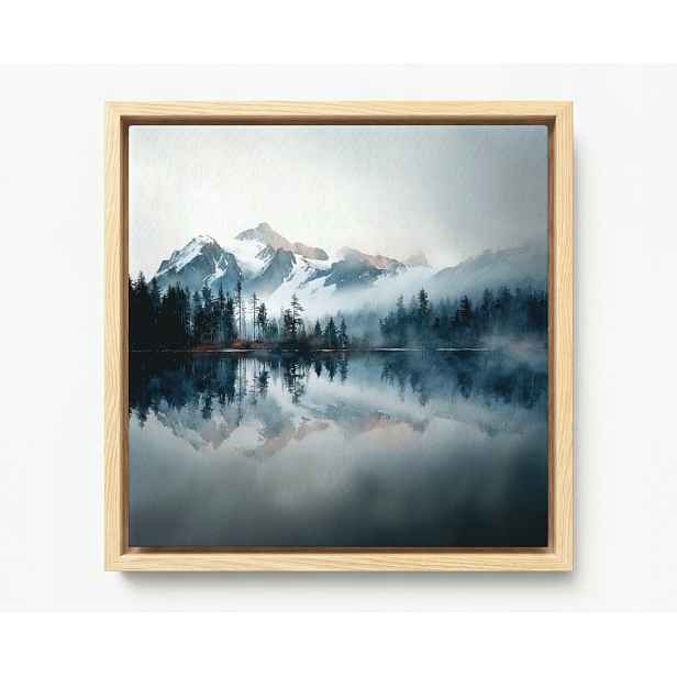 Obraz Rám Americký Box Hory Jezero Odraz Mlha Krajina Zen 50x50