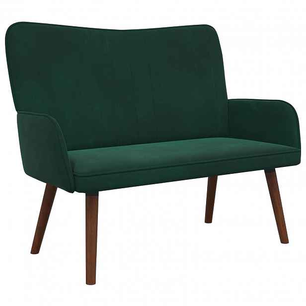 vidaXL Sofa pro dvě osoby Tmavě zelená 115 x 61 x 87 cm Samet