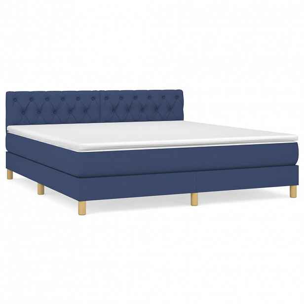 vidaXL Box spring postel s matrací modrá 160x200 cm textil