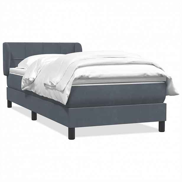 vidaXL Box spring postel s matrací tmavě šedá 80x210 cm samet