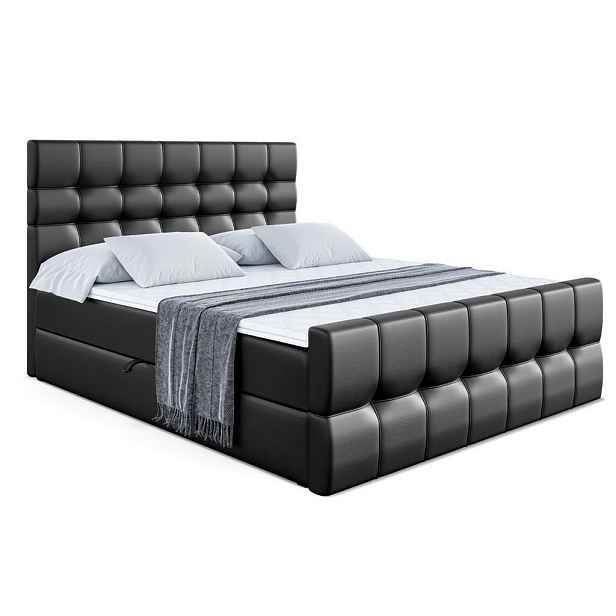 ALTDECOR KONTINENTÁLNÍ POSTEL s matrací H4 - BERO-Z - 200x200 cm Černá