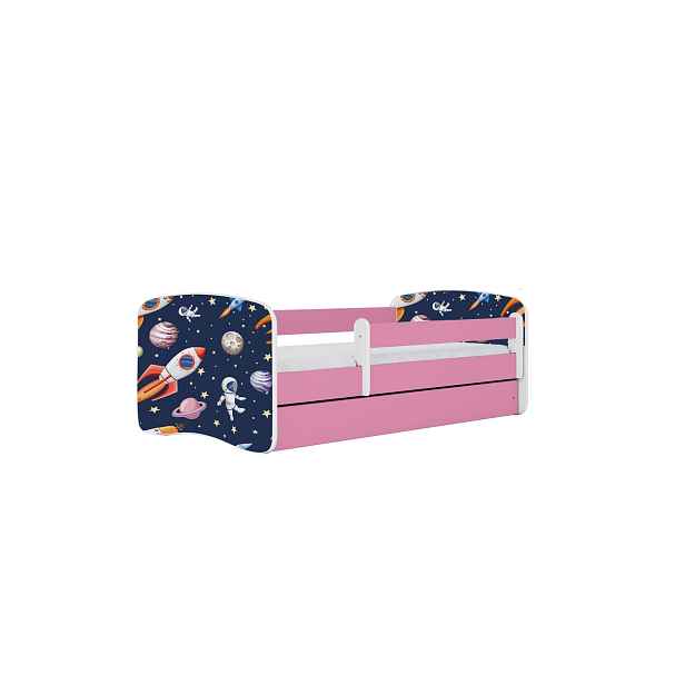 Kocot kids Dětská postel Babydreams vesmír růžová, varianta 70x140, se šuplíky, bez matrace