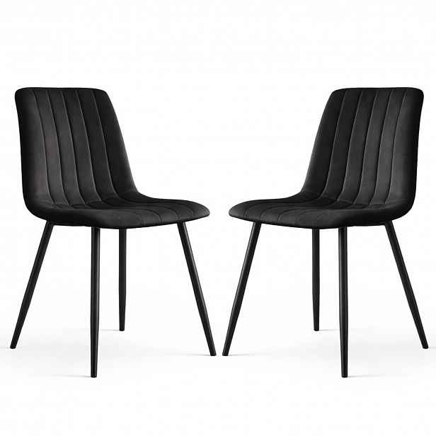 Set 2 ks čalouněných židlí LIVO - černá