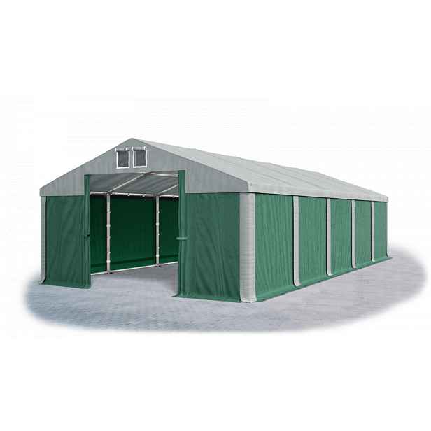 Skladový stan 5x10x2,5m střecha PVC 560g/m2 boky PVC 500g/m2 konstrukce ZIMA PLUS Šedá Zelená Šedá