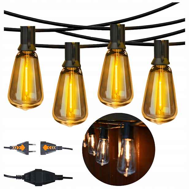 Zahradní Lampy Led Girlanda 25x 15M Zahradní Girlanda Venkovní Lampy