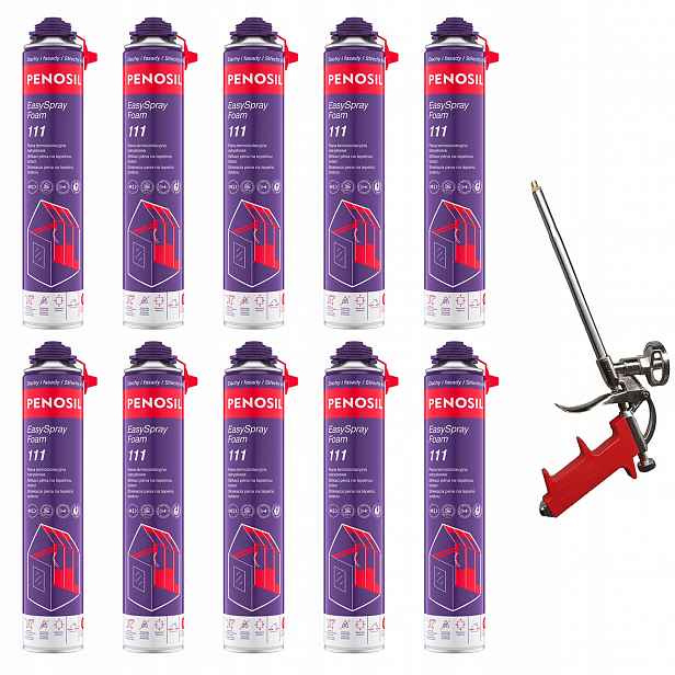 10 x Penosil EasySpray Pur pěna Termoizolační stříkací pěna Pistole