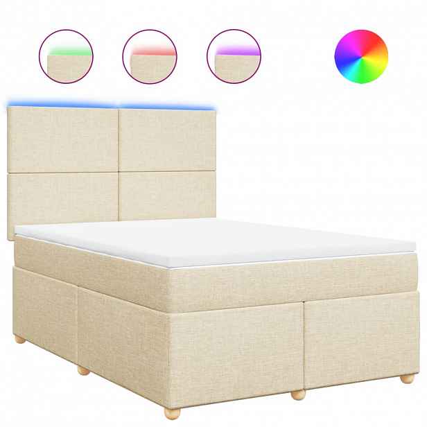 vidaXL Box spring postel s matrací krémová 140x190 cm textil